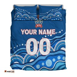 Custom Personalised Newcastle Jets Bedding Set - Indigenous Dot Painting Art -