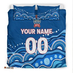 Custom Personalised Newcastle Jets Bedding Set - Indigenous Dot Painting Art -
