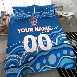Custom Personalised Newcastle Jets Bedding Set - Indigenous Dot Painting Art -