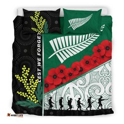 Anzac Day - Lest We Forget Bedding Set Australia Indigenous and New Zealand Maori