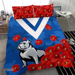 Bulldogs Bedding Set Poppy Flowers