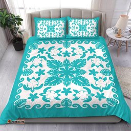 Turtle with Hibiscus Royal Turquoise Bedding Set