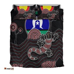 Aboriginal Bedding Set - Gecko with Torres Strait Islanders Flag