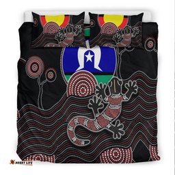 Aboriginal Bedding Set - Gecko with Torres Strait Islanders Flag