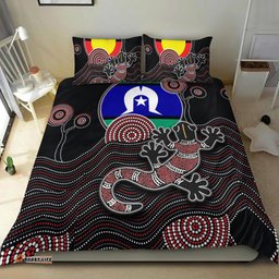Aboriginal Bedding Set - Gecko with Torres Strait Islanders Flag