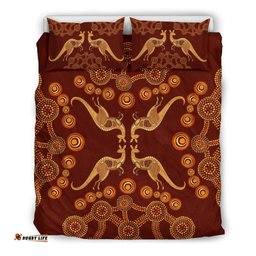 Aboriginal Bedding Sets, Kangaroo Patterns Circle Dot Painting Art