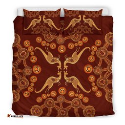 Aboriginal Bedding Sets, Kangaroo Patterns Circle Dot Painting Art