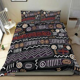 Aboriginal Bedding Set - Aboriginal Style Tribal Black Mythology