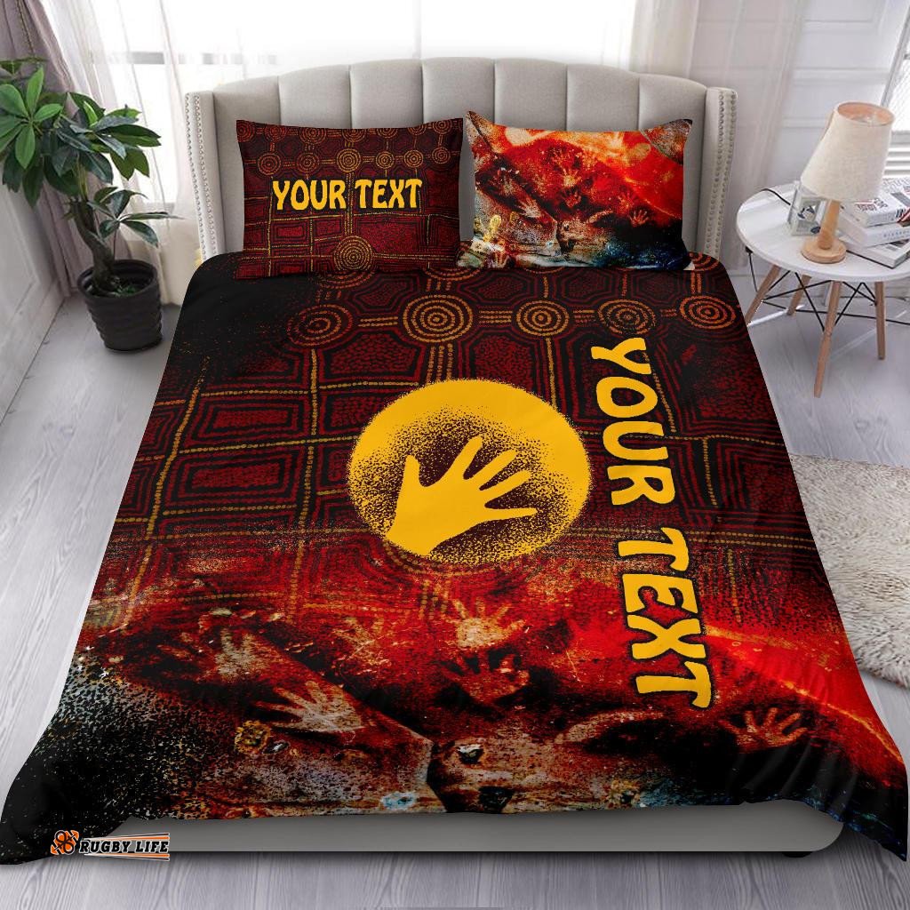 Custom Aboriginal Bedding Set - Indigenous Flag Hand Art