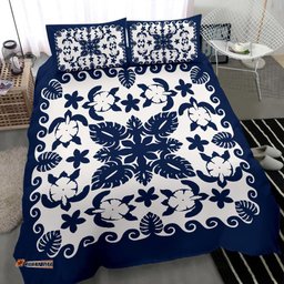 Turtle with Hibiscus Royal Navy Bedding Set
