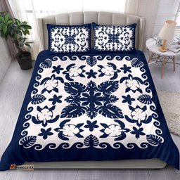 Turtle with Hibiscus Royal Navy Bedding Set