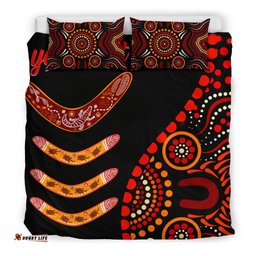 Aboriginal Personalised Bedding Set - Aboriginal Boomerangs With Dot Painting Pattern