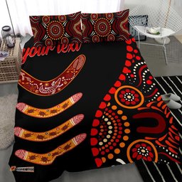 Aboriginal Personalised Bedding Set - Aboriginal Boomerangs With Dot Painting Pattern