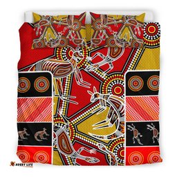 Aboriginal Bedding Set, Kangaroo Dot Painting Patterns
