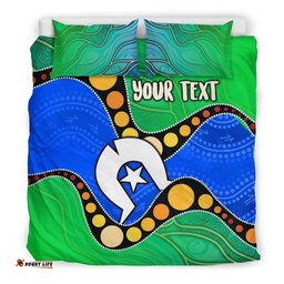 Custom Torres Strait Islands Bedding Set - Flag with Aboriginal Patterns