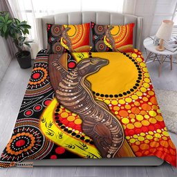 Aboriginal Bedding Set - Indigenous Dot Painting Sun and Lizard