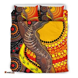 Aboriginal Bedding Set - Indigenous Dot Painting Sun and Lizard