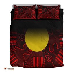 Aboriginal Bedding Set - Indigenous Flag Grunge Style