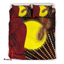 Aboriginal Bedding Set - Indigenous Snake Sun Dot Painting