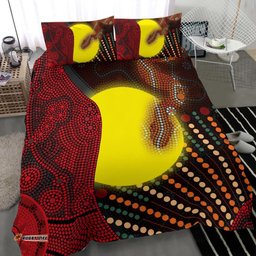 Aboriginal Bedding Set - Indigenous Snake Sun Dot Painting