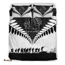 New Zealand Anzac Bedding Set, Lest We Forget Silver Fern Duvet Cover And Pillow Case