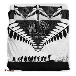 New Zealand Anzac Bedding Set, Lest We Forget Silver Fern Duvet Cover And Pillow Case