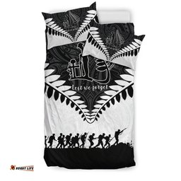 New Zealand Anzac Bedding Set, Lest We Forget Silver Fern Duvet Cover And Pillow Case