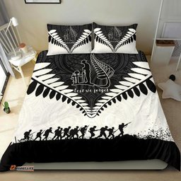 New Zealand Anzac Bedding Set, Lest We Forget Silver Fern Duvet Cover And Pillow Case