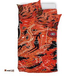 Australia Indigenous Bedding Set - Australian indigenous hunting with spear aboriginal inspired art