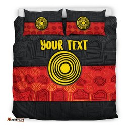 Personalised Aboriginal Bedding Set - Aussie Indigenous Flag