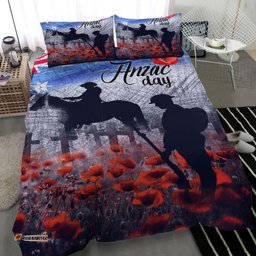 VibeHoodie Bedding Set - Anzac Day Lest We Forget Vintage Poppies Bedding Set
