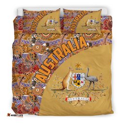 Aboriginal Bedding Sets, Australian Coat Of Arms Kangaroo Crocodile Kookaburra