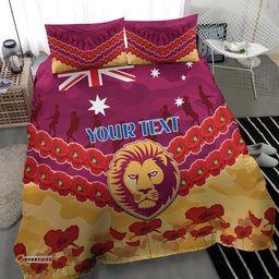 Custom Brisbane Lions Football Bedding Set ANZAC Lest We Forget