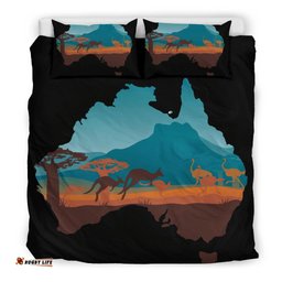 Bedding Sets - Australia Map Bed Kangaroo Uluru Landscape Art Sets