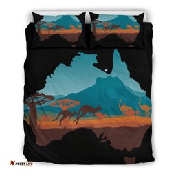 Bedding Sets - Australia Map Bed Kangaroo Uluru Landscape Art Sets