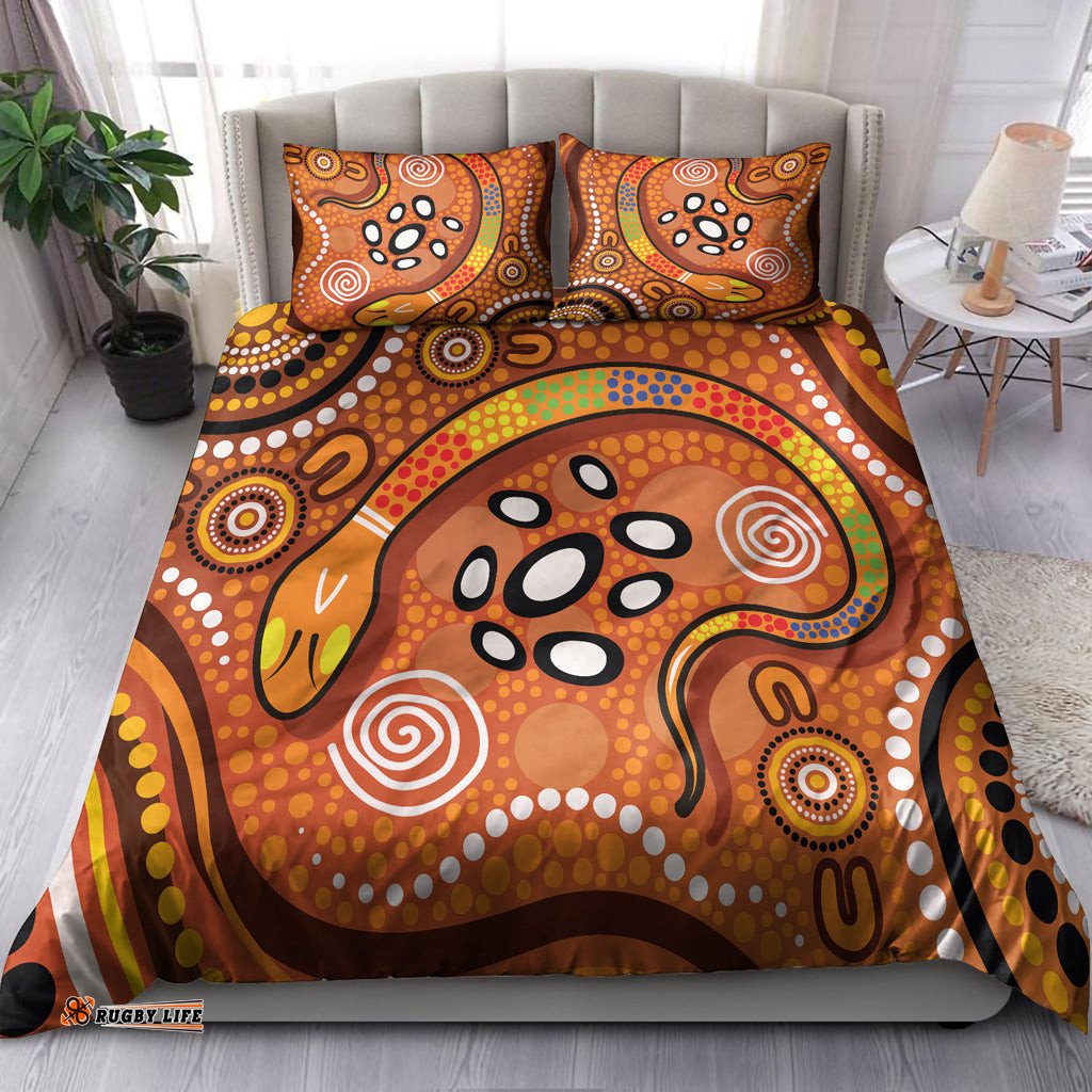Australia Indigenous Bedding Set - The Aboriginal Inspired Rainbow Serpent