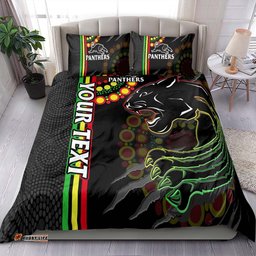 Custom Personalised Penrith Panthers Rugby Bedding Set The Mountain Men Aboriginal Art Dynamic
