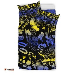 Aboriginal Bedding Set, Lizard Snakes Australian Animals Golden Wattle