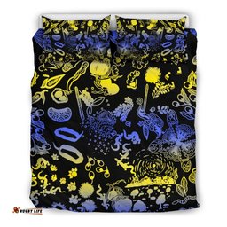 Aboriginal Bedding Set, Lizard Snakes Australian Animals Golden Wattle