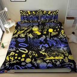 Aboriginal Bedding Set, Lizard Snakes Australian Animals Golden Wattle