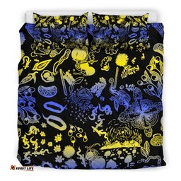 Aboriginal Bedding Set, Lizard Snakes Australian Animals Golden Wattle