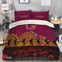 Brisbane Broncos Bedding Set Aboriginal Rugby Anzac Day Poppy With Soldiers- NRL