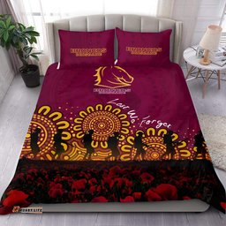 Brisbane Broncos Bedding Set Aboriginal Rugby Anzac Day Poppy With Soldiers- NRL