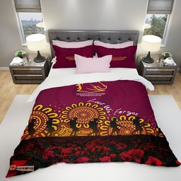 Brisbane Broncos Bedding Set Aboriginal Rugby Anzac Day Poppy With Soldiers- NRL