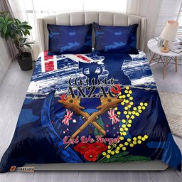 Australia And New Zealand ANZAC Day Bedding Set Lest We Forget Silver Fern With Golden Wattle