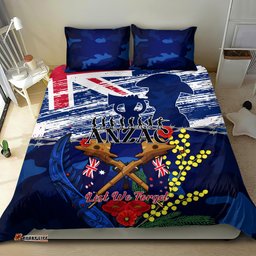 Australia And New Zealand ANZAC Day Bedding Set Lest We Forget Silver Fern With Golden Wattle