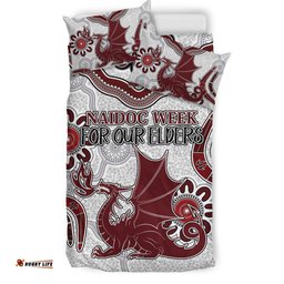 Australia Illawarra and St George Naidoc Bedding Set - Custom For Our Elders Boomerangs White Bedding Set
