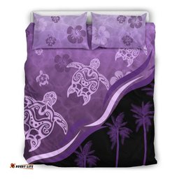 Purple Turtle Hibiscus Bedding Set
