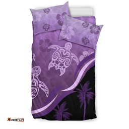 Purple Turtle Hibiscus Bedding Set