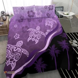 Purple Turtle Hibiscus Bedding Set